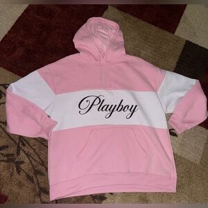 Playboy Pink and White Hoodie- Size Medium NWT